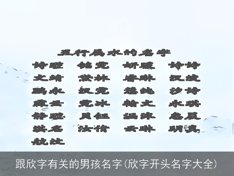 跟欣字有关的男孩名字(欣字开头名字大全)