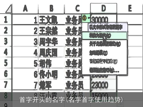 首字开头的名字(名字首字使用趋势)