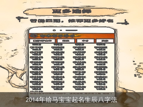 2014年给马宝宝起名生辰八字法