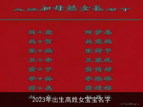 2023年出生高姓女宝宝名字