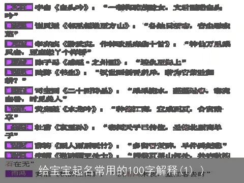 给宝宝起名常用的100字解释(1) )