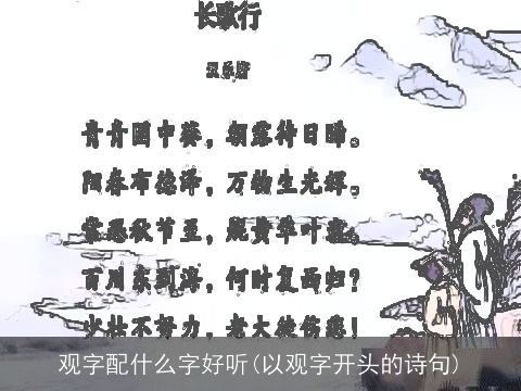 观字配什么字好听(以观字开头的诗句)