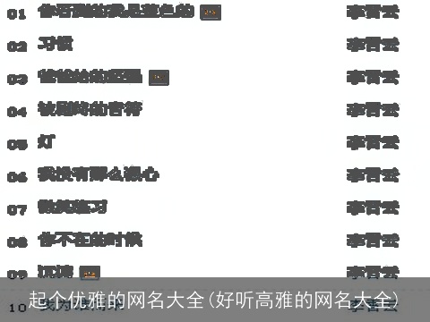 起个优雅的网名大全(好听高雅的网名大全)