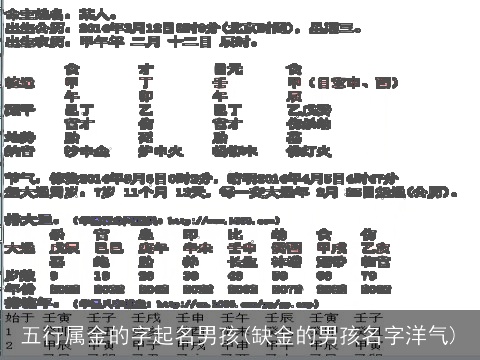 五行属金的字起名男孩(缺金的男孩名字洋气)