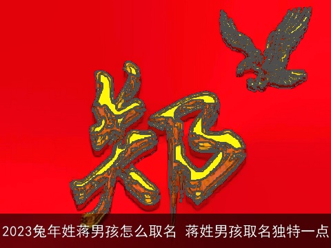 2023兔年姓蒋男孩怎么取名 蒋姓男孩取名独特一点