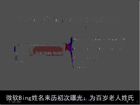 微软Bing姓名来历初次曝光：为百岁老人姓氏