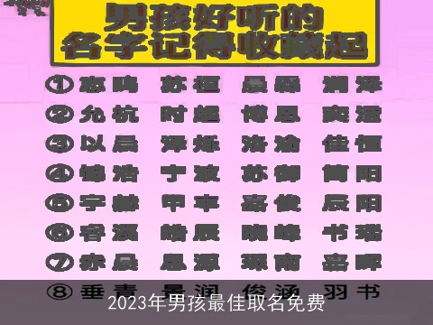 2023年男孩最佳取名免费