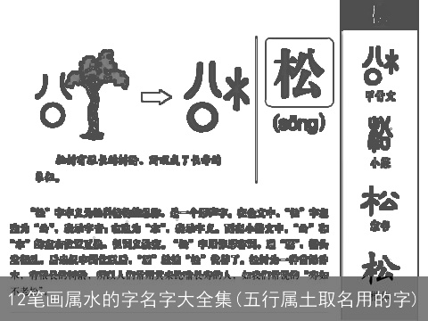 12笔画属水的字名字大全集(五行属土取名用的字)